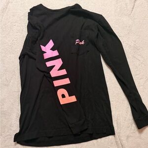 Victoria’s Secret PINK Black Long Sleeve T-Shirt with Pink Logo